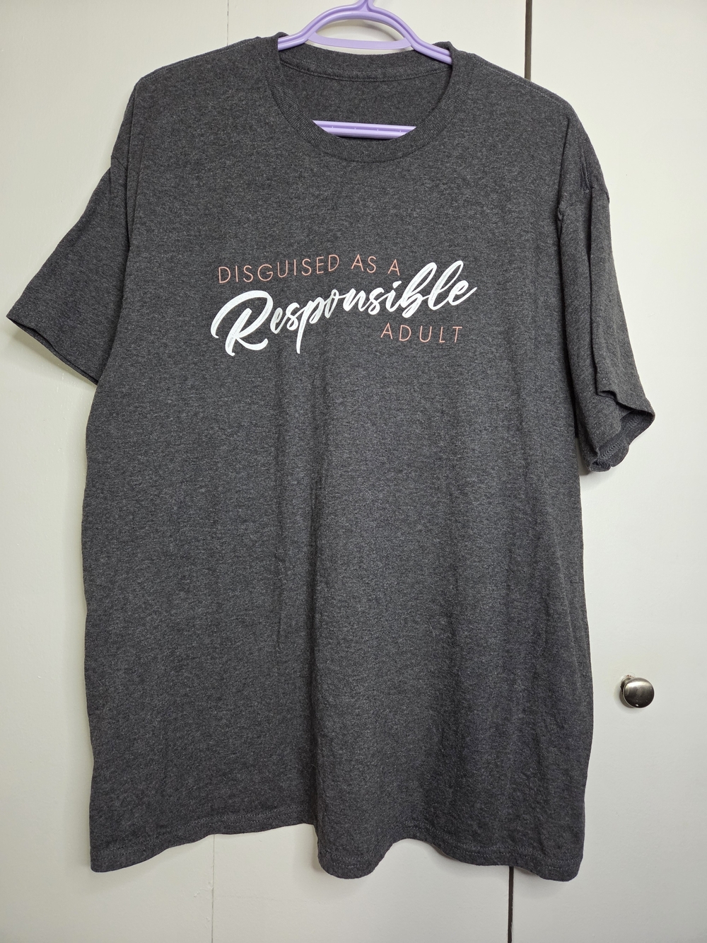 Men's Unisex Disguised As A Responsible Adult Graphic Tee - Charcoal